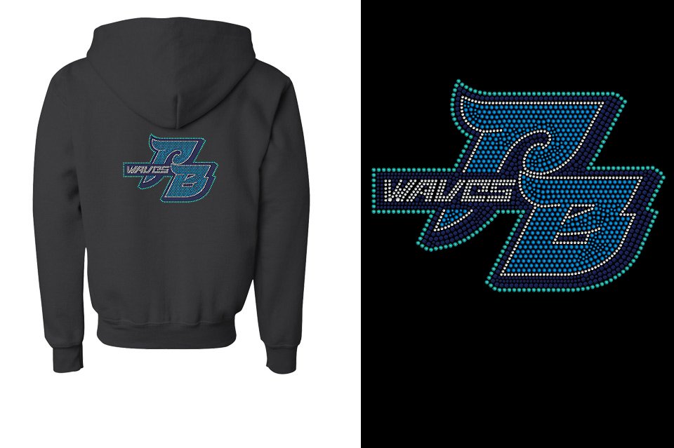 Rhinestones PB Pacific Beach Youth Unisex Zip Hoodie